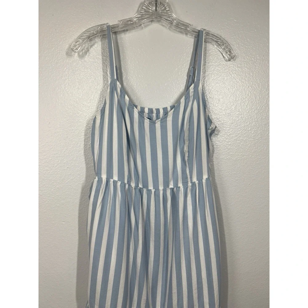Old Navy Dress Women's S Blue White Striped Cami Sundress Tiered Midi‎ Maxi